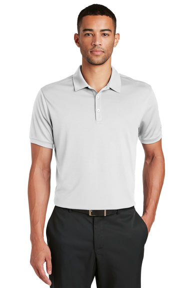 Nike 799802 Mens Players Dri-Fit Moisture Wicking Short Sleeve Polo Shirt White Model Front