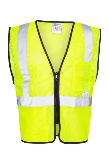 Kishigo 1537-1538 Unisex Double Pocket Zippered Economy Class 2  Vest Lime Green Flat Front