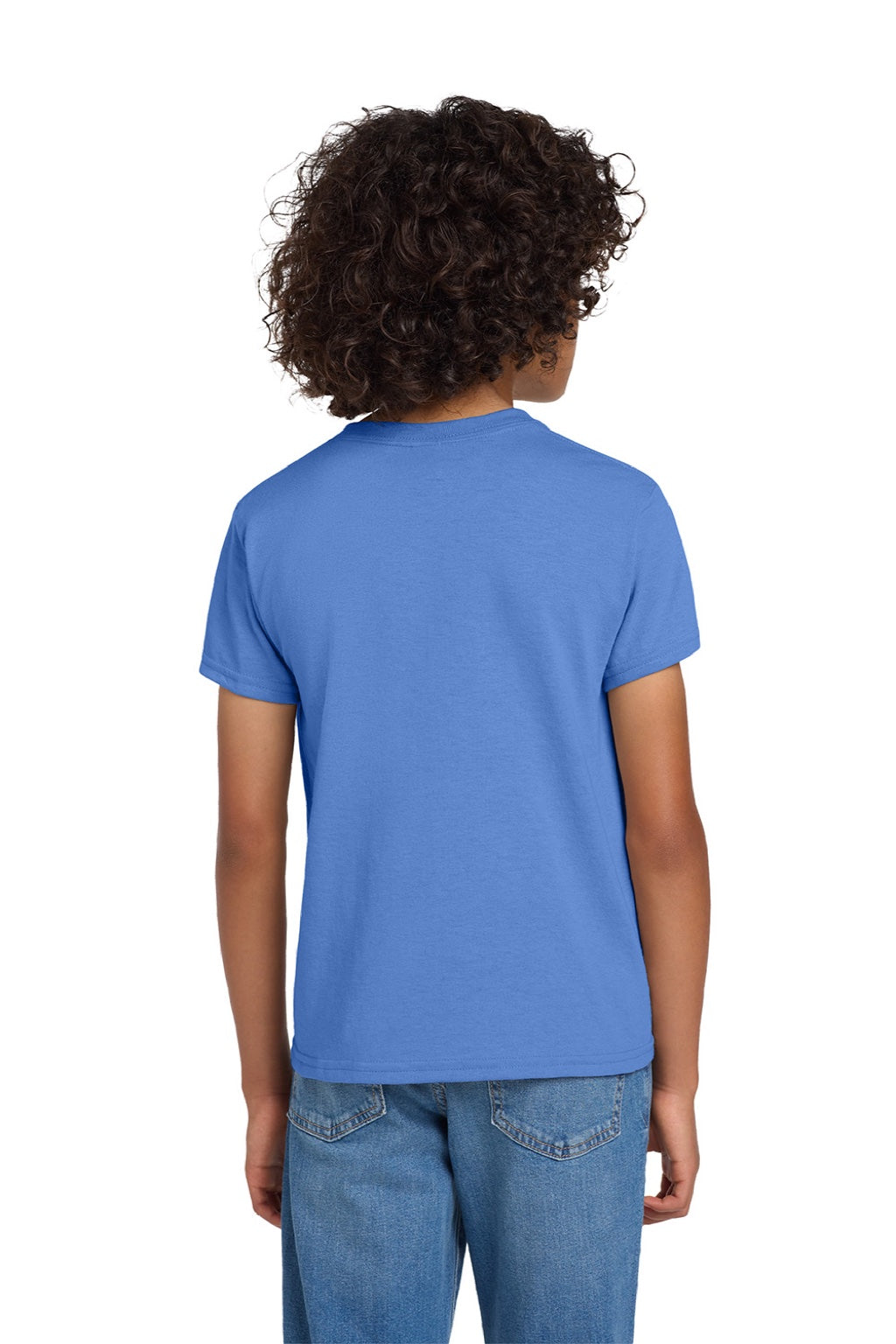 Gildan 8000B Youth DryBlend Moisture Wicking Short Sleeve Crewneck T-Shirt Carolina Blue Model Back