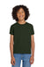 Gildan 8000B Youth DryBlend Moisture Wicking Short Sleeve Crewneck T-Shirt Forest Green Model Front