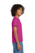Gildan 8000B Youth DryBlend Moisture Wicking Short Sleeve Crewneck T-Shirt Heliconia Pink Model Side