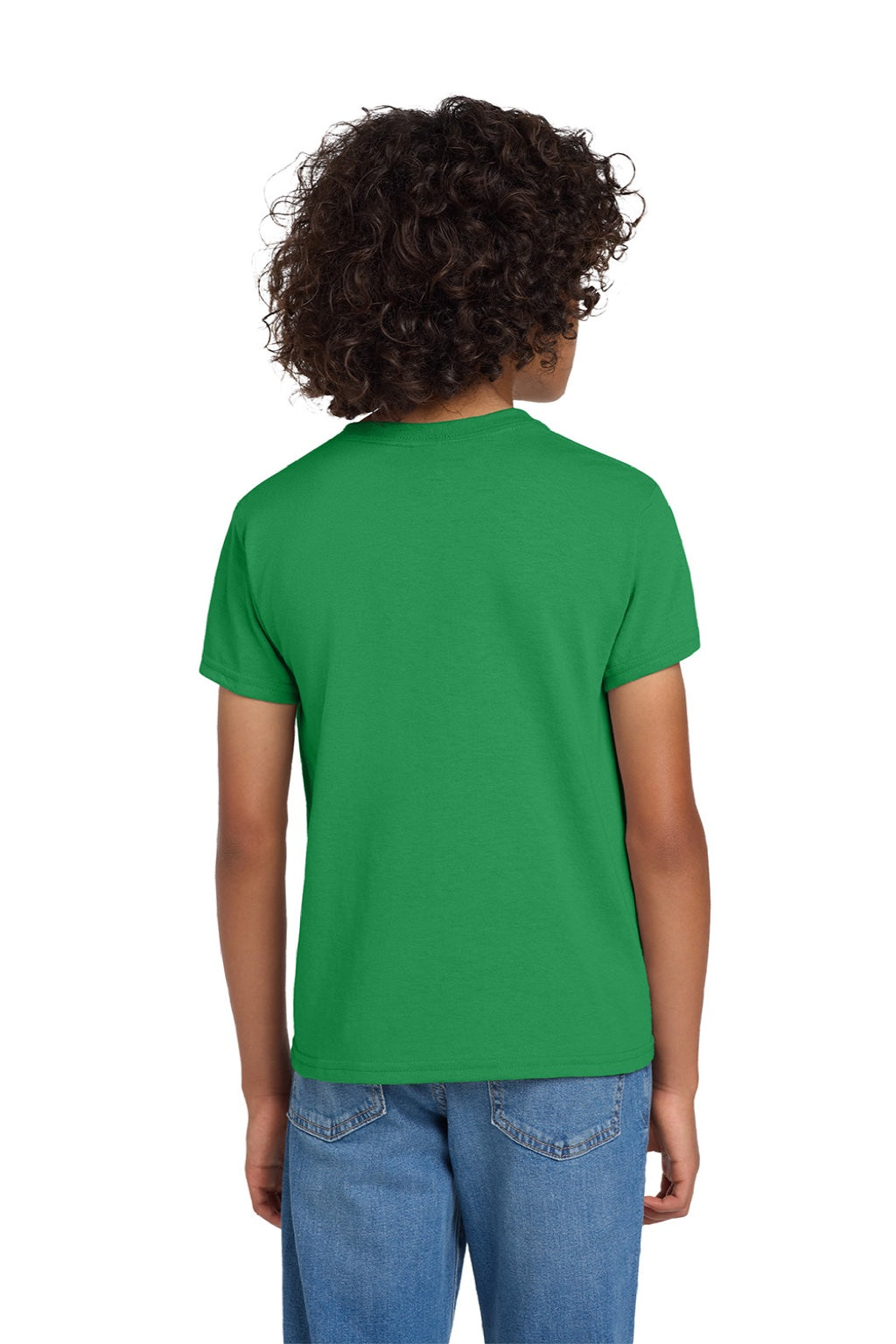 Gildan 8000B Youth DryBlend Moisture Wicking Short Sleeve Crewneck T-Shirt Irish Green Model Back