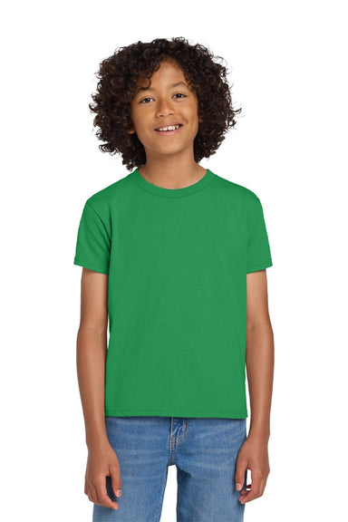 Gildan 8000B Youth DryBlend Moisture Wicking Short Sleeve Crewneck T-Shirt Irish Green Model Front