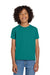 Gildan 8000B Youth DryBlend Moisture Wicking Short Sleeve Crewneck T-Shirt Jade Dome Green Model Front