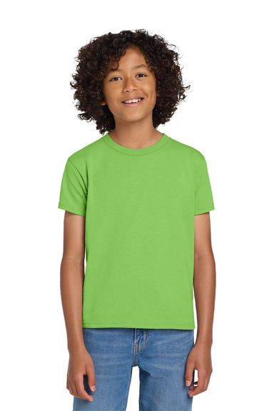 Gildan 8000B Youth DryBlend Moisture Wicking Short Sleeve Crewneck T-Shirt Lime Green Model Front