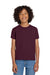 Gildan 8000B Youth DryBlend Moisture Wicking Short Sleeve Crewneck T-Shirt Maroon Model Front