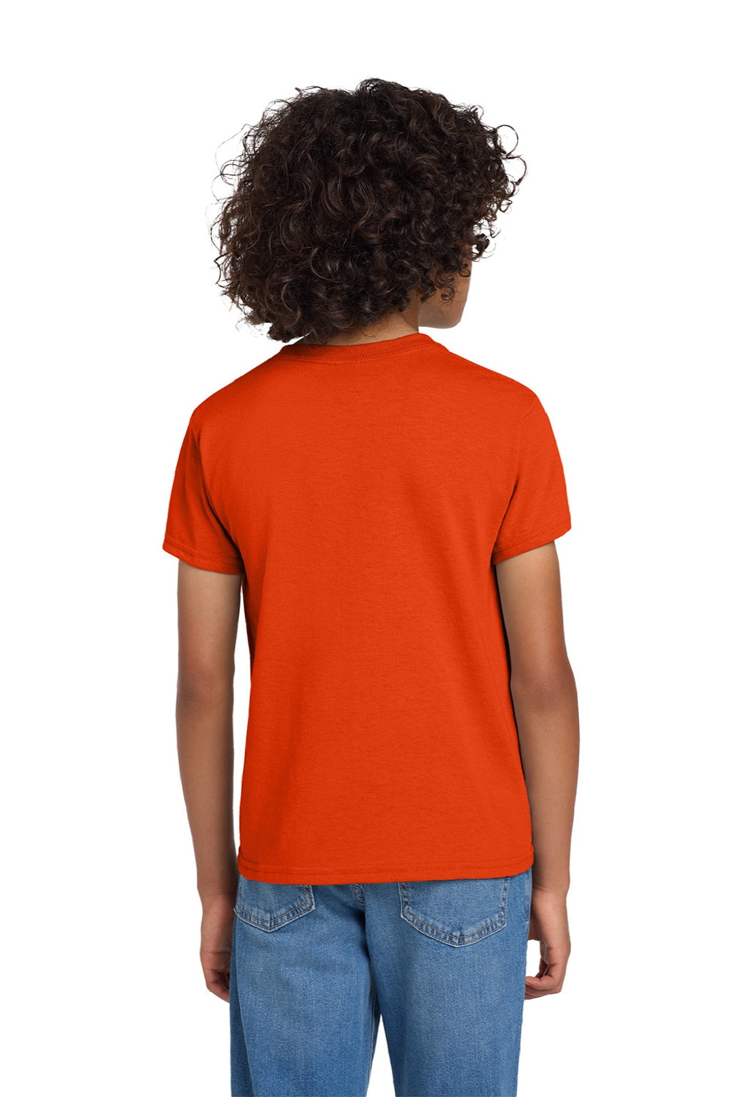 Gildan 8000B Youth DryBlend Moisture Wicking Short Sleeve Crewneck T-Shirt Orange Model Back
