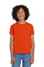Gildan 8000B Youth DryBlend Moisture Wicking Short Sleeve Crewneck T-Shirt Orange Model Front