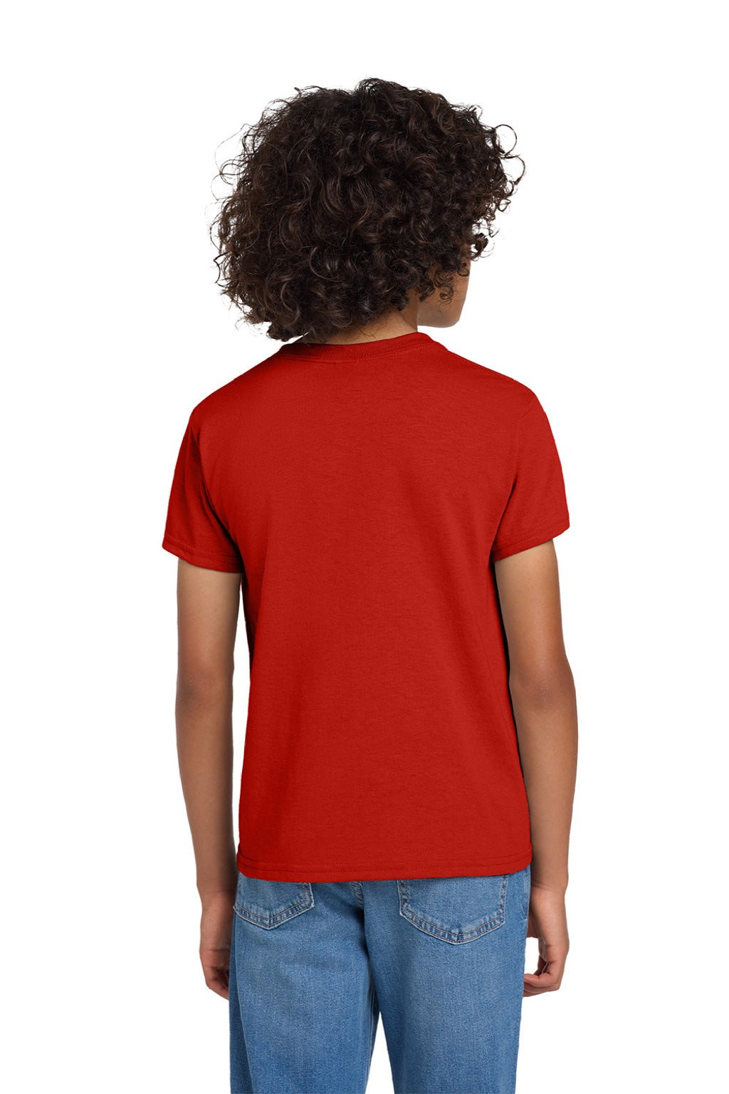 Gildan 8000B Youth DryBlend Moisture Wicking Short Sleeve Crewneck T-Shirt Red Model Back
