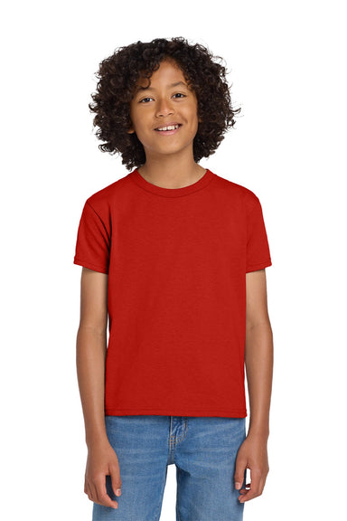 Gildan 8000B Youth DryBlend Moisture Wicking Short Sleeve Crewneck T-Shirt Red Model Front