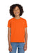 Gildan 8000B Youth DryBlend Moisture Wicking Short Sleeve Crewneck T-Shirt Safety Orange Model Front
