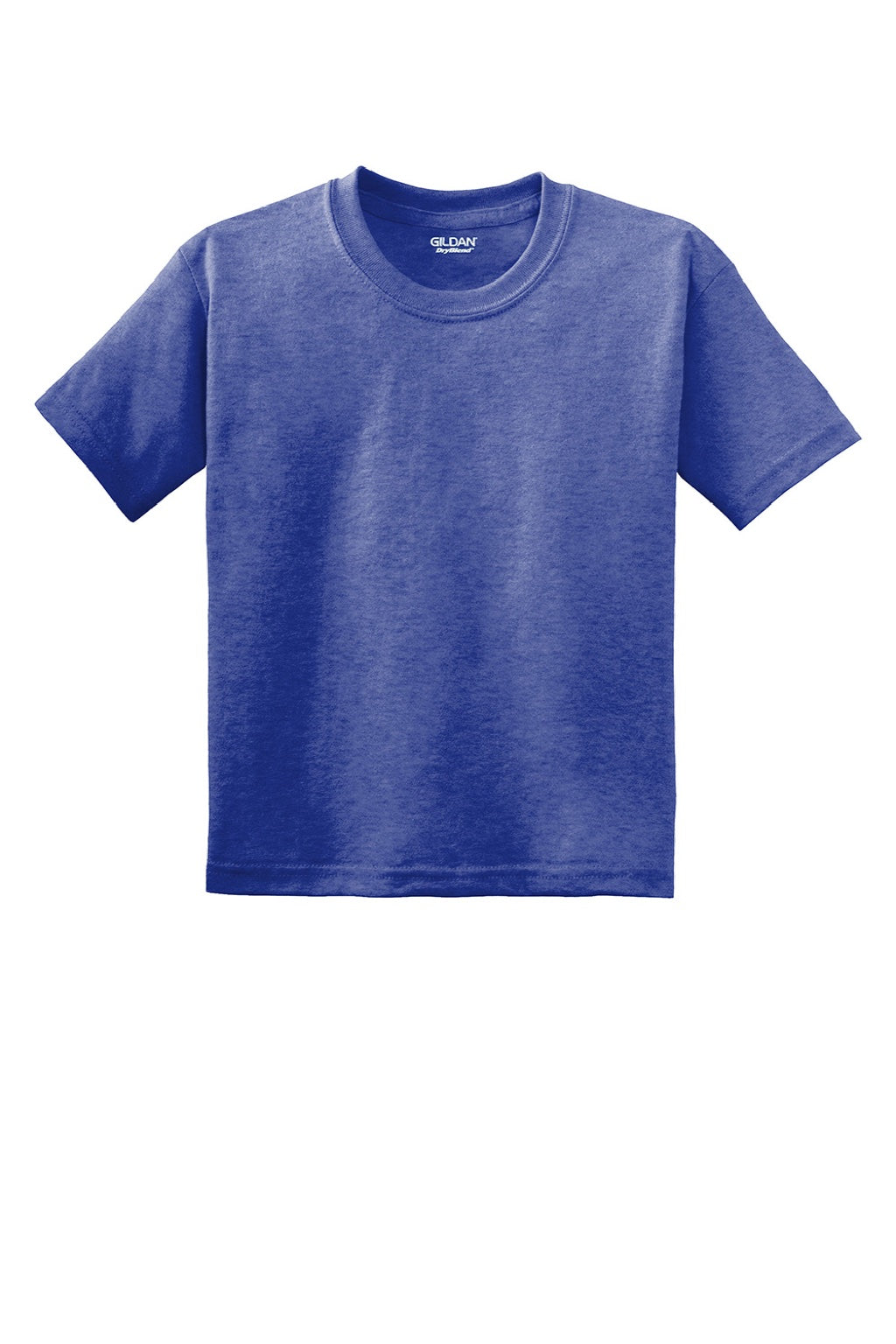 Gildan 8000B Youth DryBlend Moisture Wicking Short Sleeve Crewneck T-Shirt Heather Deep Royal Blue Flat Front