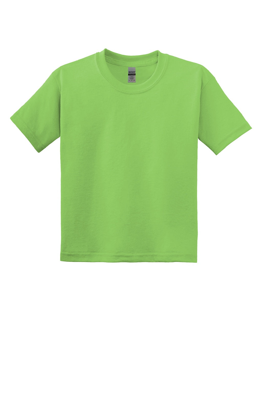 Gildan 8000B Youth DryBlend Moisture Wicking Short Sleeve Crewneck T-Shirt Lime Green Flat Front