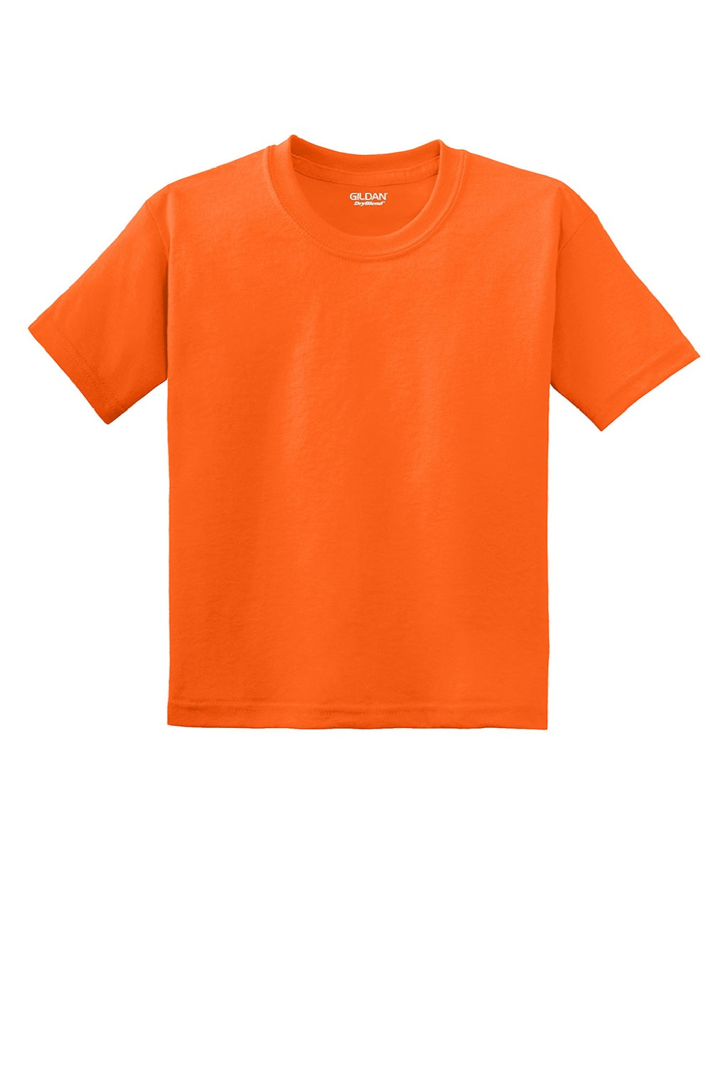 Gildan 8000B Youth DryBlend Moisture Wicking Short Sleeve Crewneck T-Shirt Safety Orange Flat Front