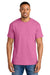 Gildan 8000 Mens DryBlend Moisture Wicking Short Sleeve Crewneck T-Shirt Azalea Pink Model Front