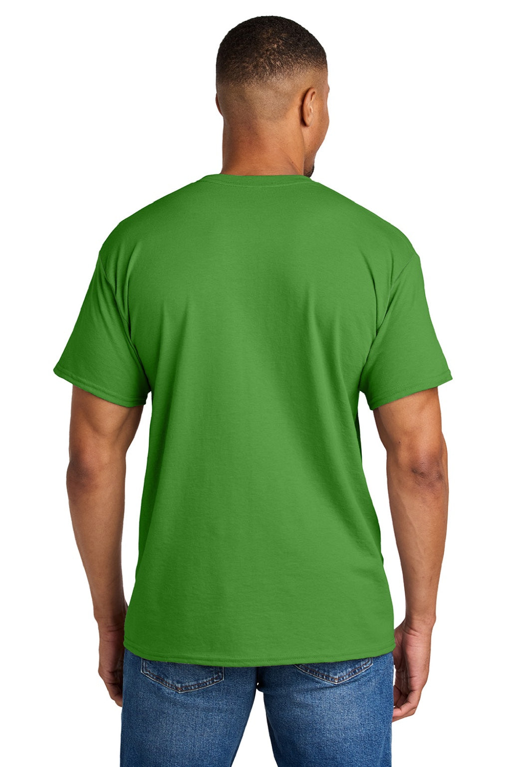 Gildan 8000 Mens DryBlend Moisture Wicking Short Sleeve Crewneck T-Shirt Electric Green Model Back