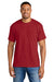 Gildan 8000 Mens DryBlend Moisture Wicking Short Sleeve Crewneck T-Shirt Heather Scarlet Red Model Front