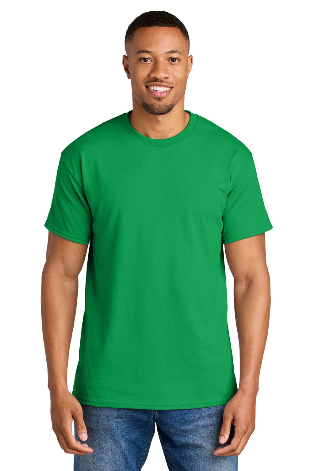 Gildan 8000 Mens DryBlend Moisture Wicking Short Sleeve Crewneck T-Shirt Irish Green Model Front