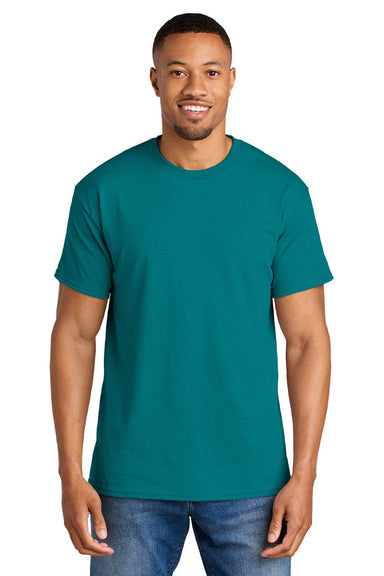 Gildan 8000 Mens DryBlend Moisture Wicking Short Sleeve Crewneck T-Shirt Jade Dome Green Model Front