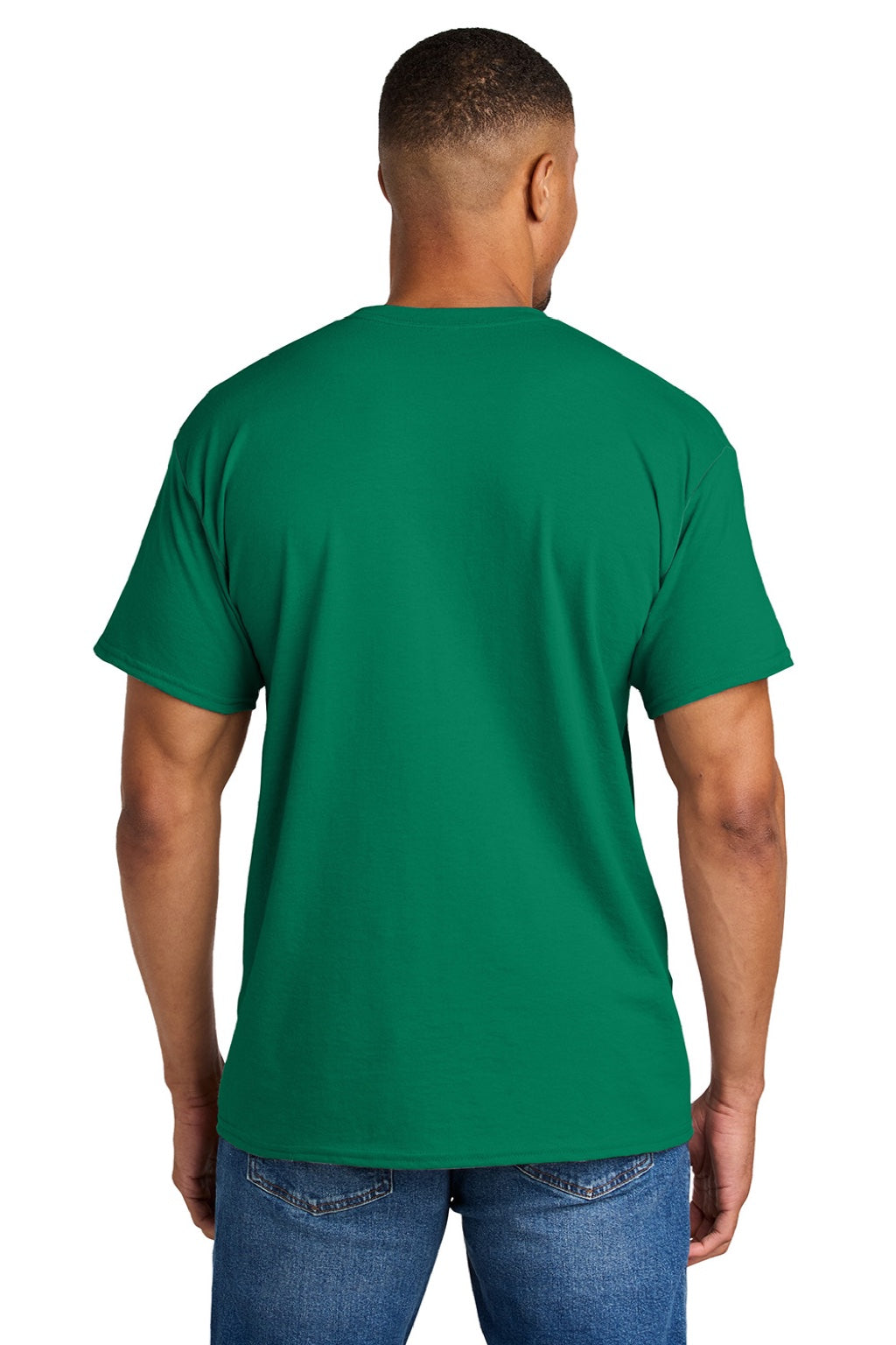 Gildan 8000 Mens DryBlend Moisture Wicking Short Sleeve Crewneck T-Shirt Kelly Green Model Back
