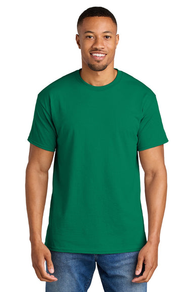 Gildan 8000 Mens DryBlend Moisture Wicking Short Sleeve Crewneck T-Shirt Kelly Green Model Front