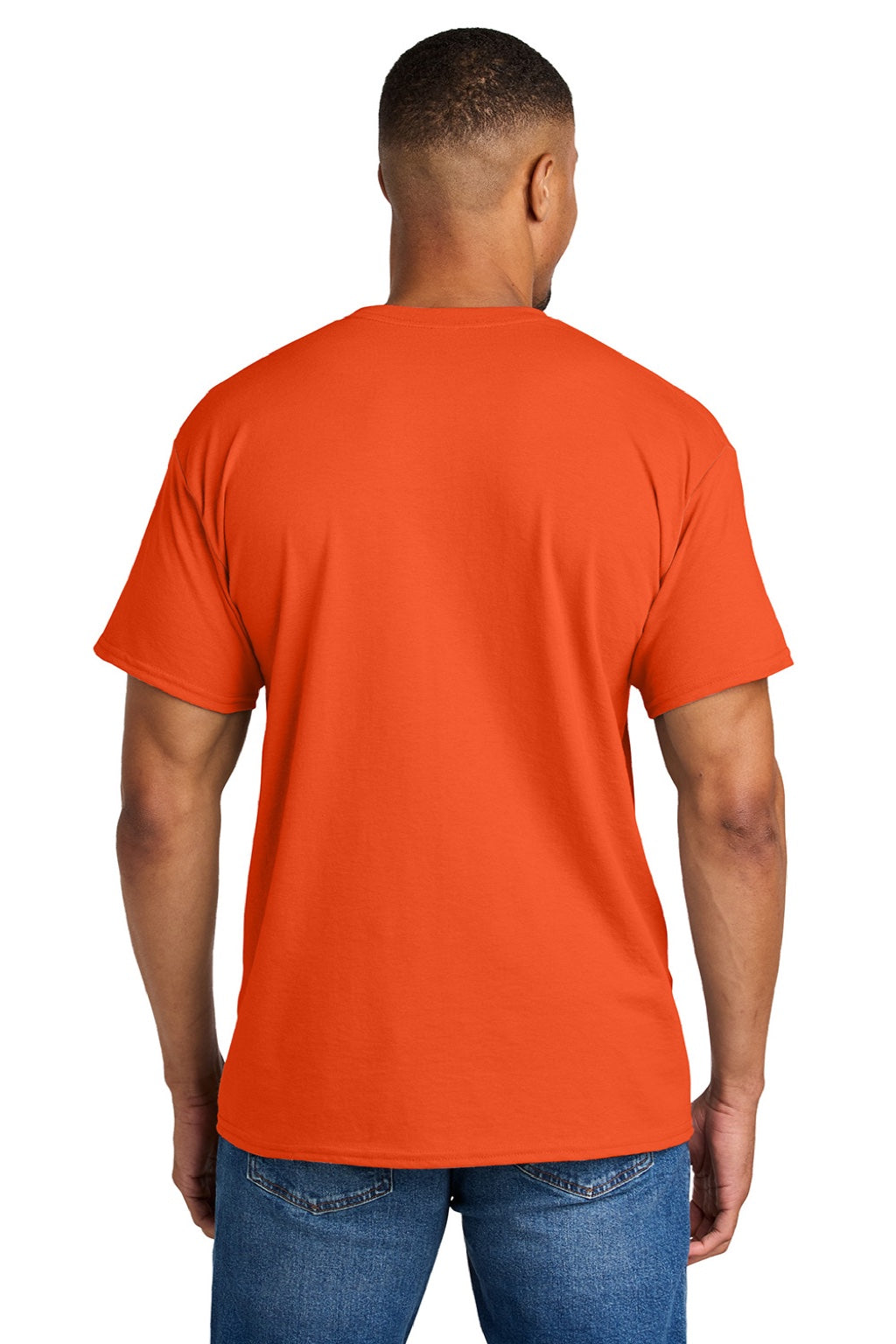 Gildan 8000 Mens DryBlend Moisture Wicking Short Sleeve Crewneck T-Shirt Orange Model Back