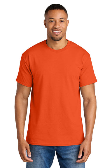 Gildan 8000 Mens DryBlend Moisture Wicking Short Sleeve Crewneck T-Shirt Orange Model Front