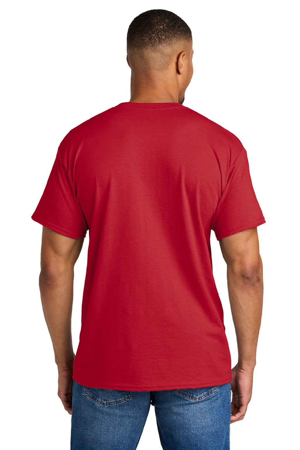 Gildan 8000 Mens DryBlend Moisture Wicking Short Sleeve Crewneck T-Shirt Red Model Back