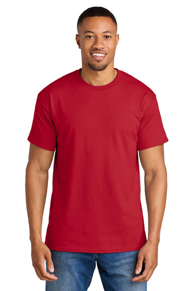 Gildan 8000 Mens DryBlend Moisture Wicking Short Sleeve Crewneck T-Shirt Red Model Front