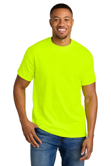 Gildan 8000 Mens DryBlend Moisture Wicking Short Sleeve Crewneck T-Shirt Safety Green Model Front