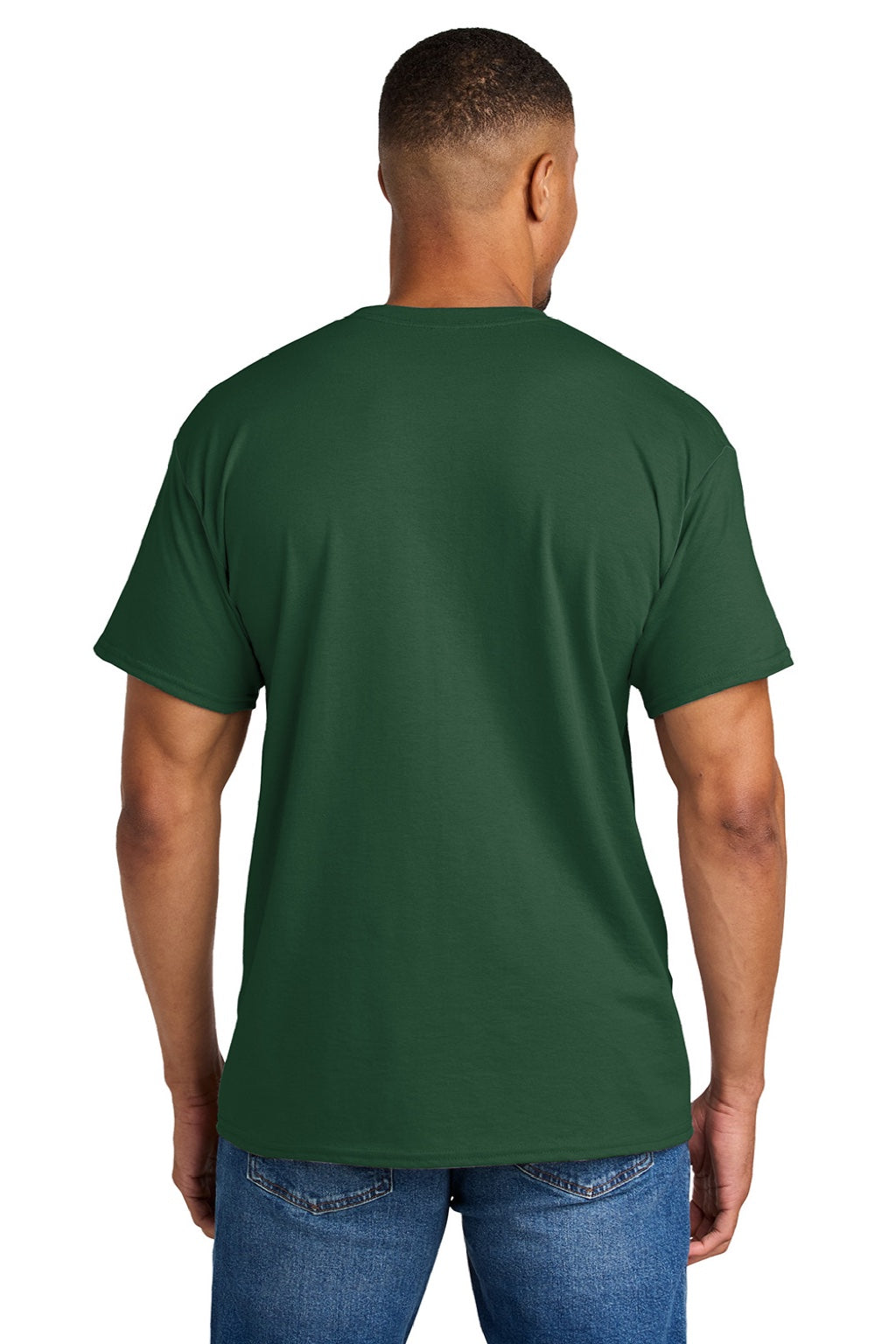Gildan 8000 Mens DryBlend Moisture Wicking Short Sleeve Crewneck T-Shirt Sport Dark Green Model Back