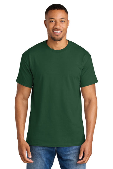 Gildan 8000 Mens DryBlend Moisture Wicking Short Sleeve Crewneck T-Shirt Sport Dark Green Model Front