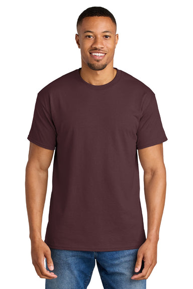 Gildan 8000 Mens DryBlend Moisture Wicking Short Sleeve Crewneck T-Shirt Sport Dark Maroon Model Front
