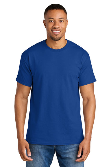 Gildan 8000 Mens DryBlend Moisture Wicking Short Sleeve Crewneck T-Shirt Sport Royal Blue Model Front