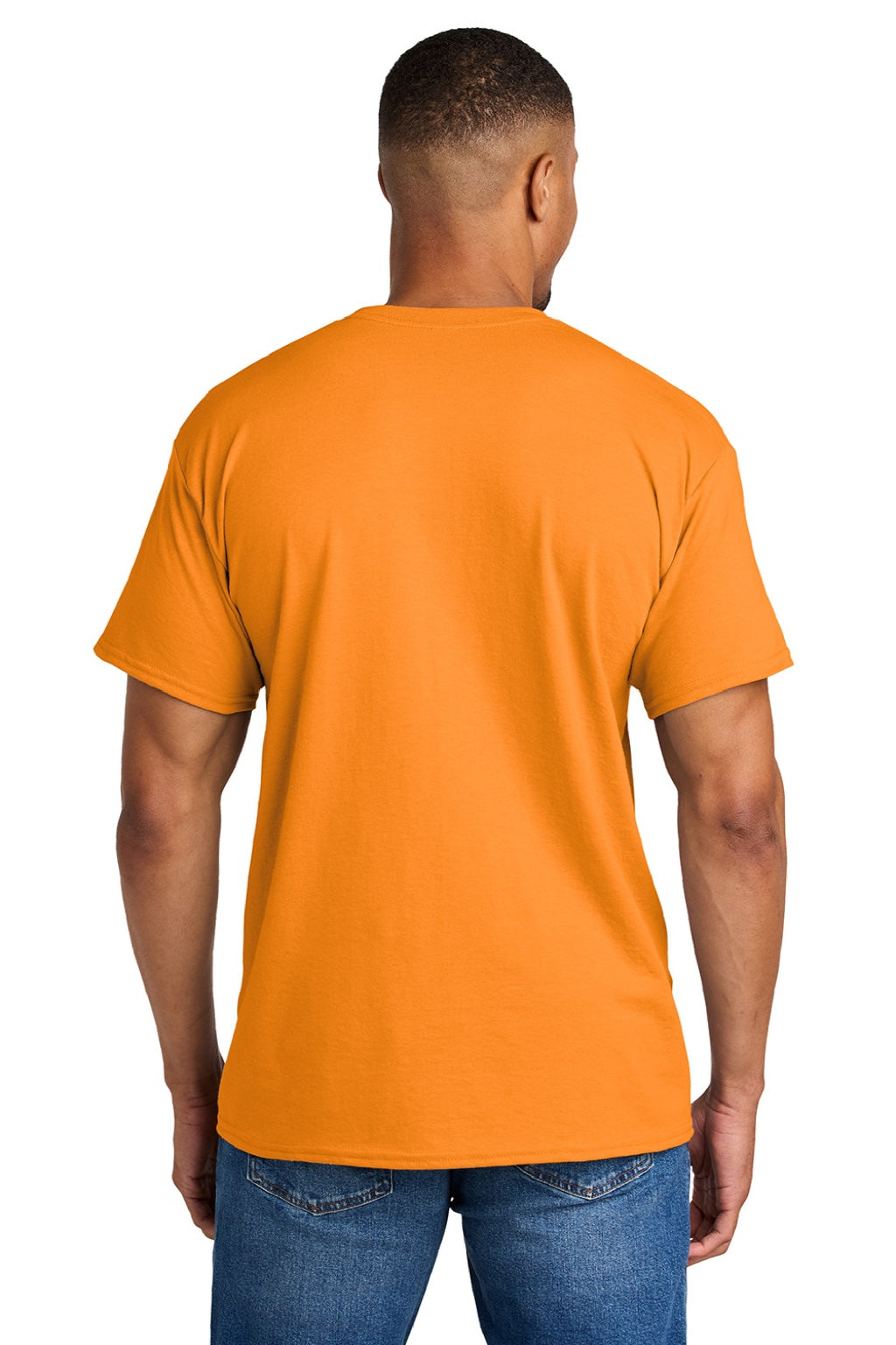 Gildan 8000 Mens DryBlend Moisture Wicking Short Sleeve Crewneck T-Shirt Tennessee Orange Model Back
