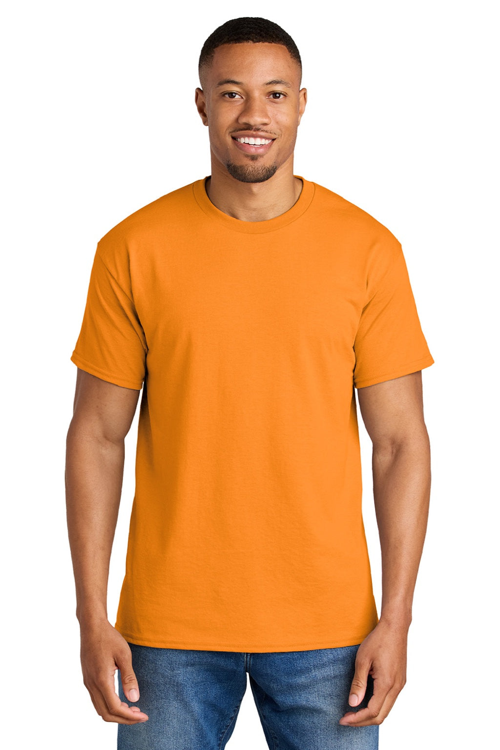 Gildan 8000 Mens DryBlend Moisture Wicking Short Sleeve Crewneck T-Shirt Tennessee Orange Model Front