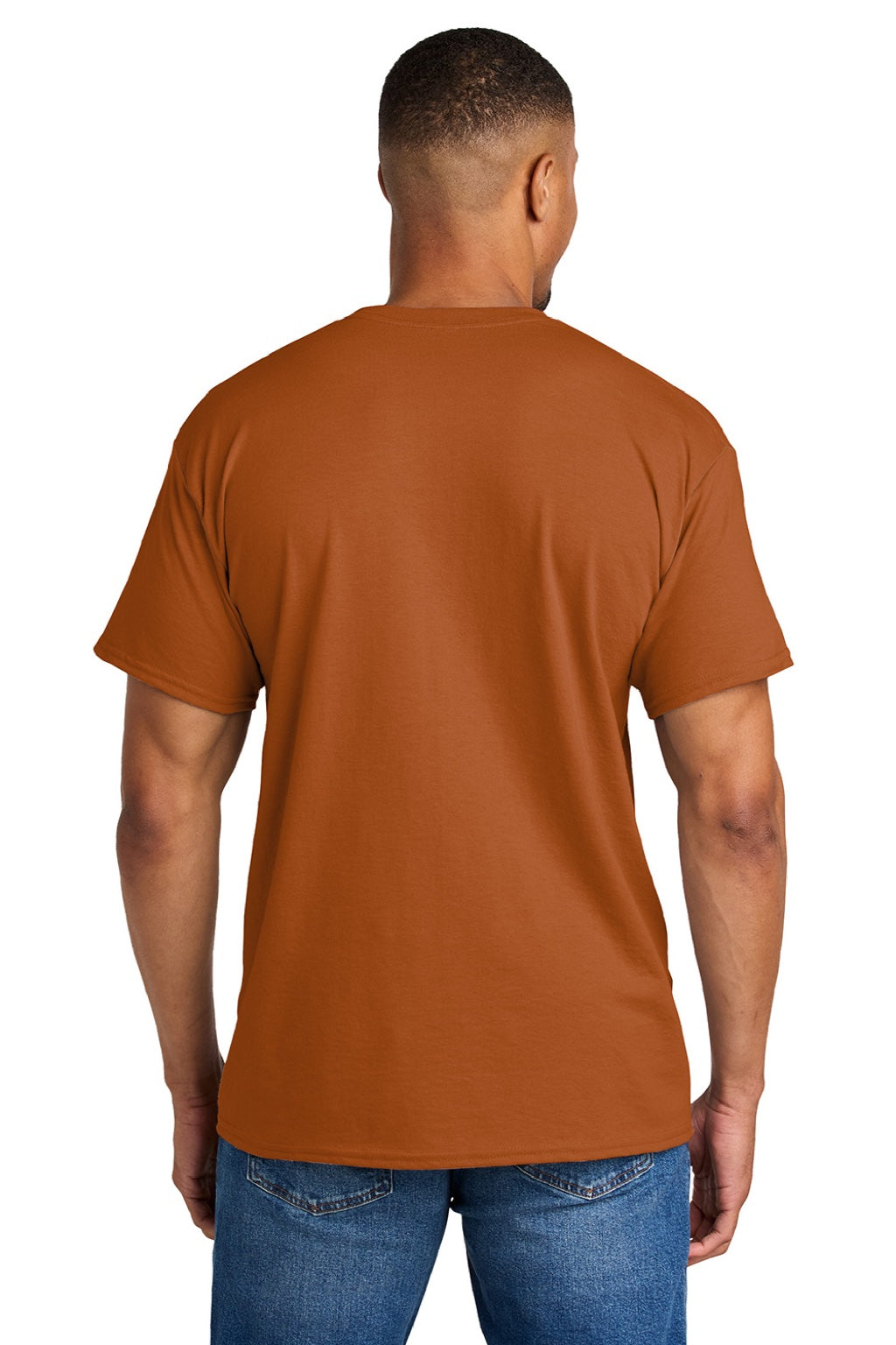 Gildan 8000 Mens DryBlend Moisture Wicking Short Sleeve Crewneck T-Shirt Texas Orange Model Back