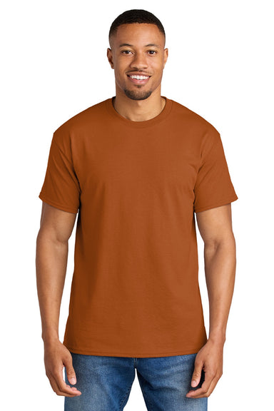 Gildan 8000 Mens DryBlend Moisture Wicking Short Sleeve Crewneck T-Shirt Texas Orange Model Front