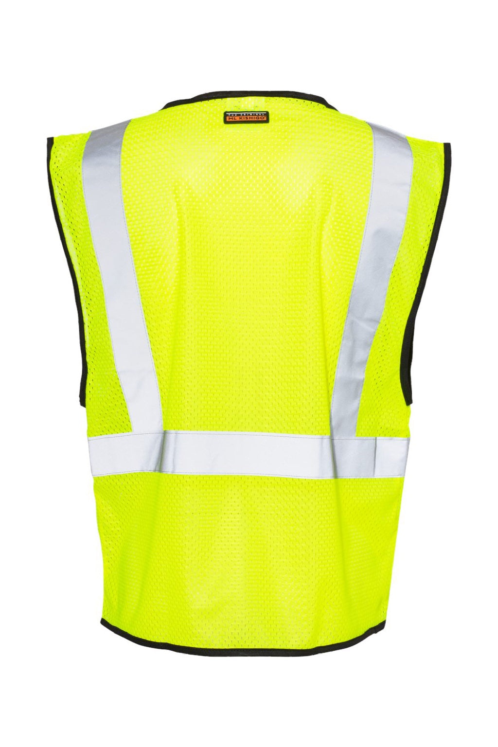 Kishigo 1547-1548 Unisex Zippered Mesh Economy Class 2 Vest Lime Green Flat Back