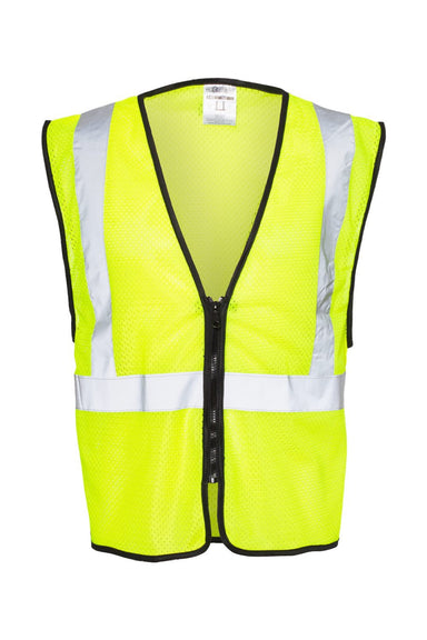 Kishigo 1547-1548 Unisex Zippered Mesh Economy Class 2 Vest Lime Green Flat Front