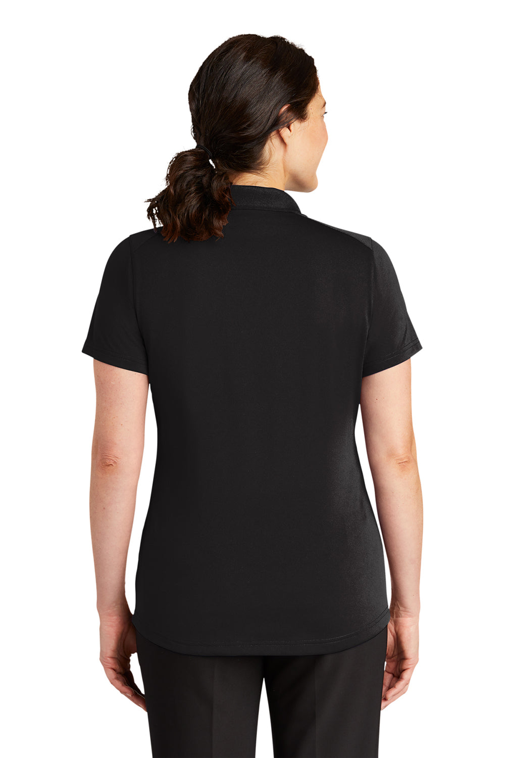 CornerStone CS419 Womens Select Moisture Wicking Short Sleeve Polo Shirt Black Model Back