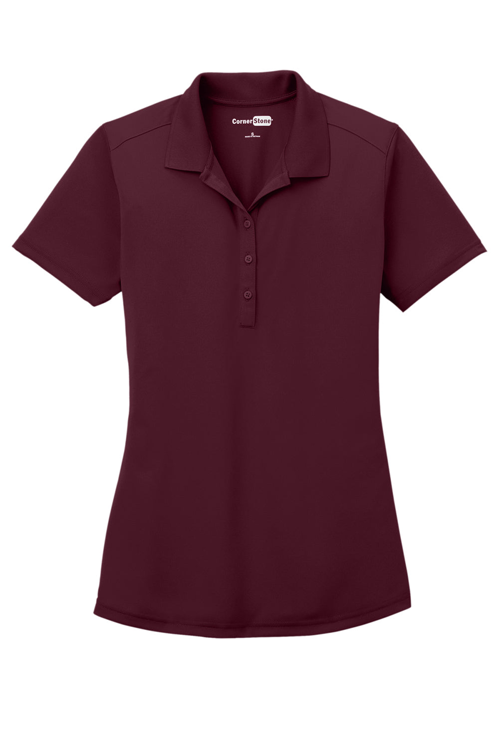 CornerStone CS419 Womens Select Moisture Wicking Short Sleeve Polo Shirt Maroon Flat Front