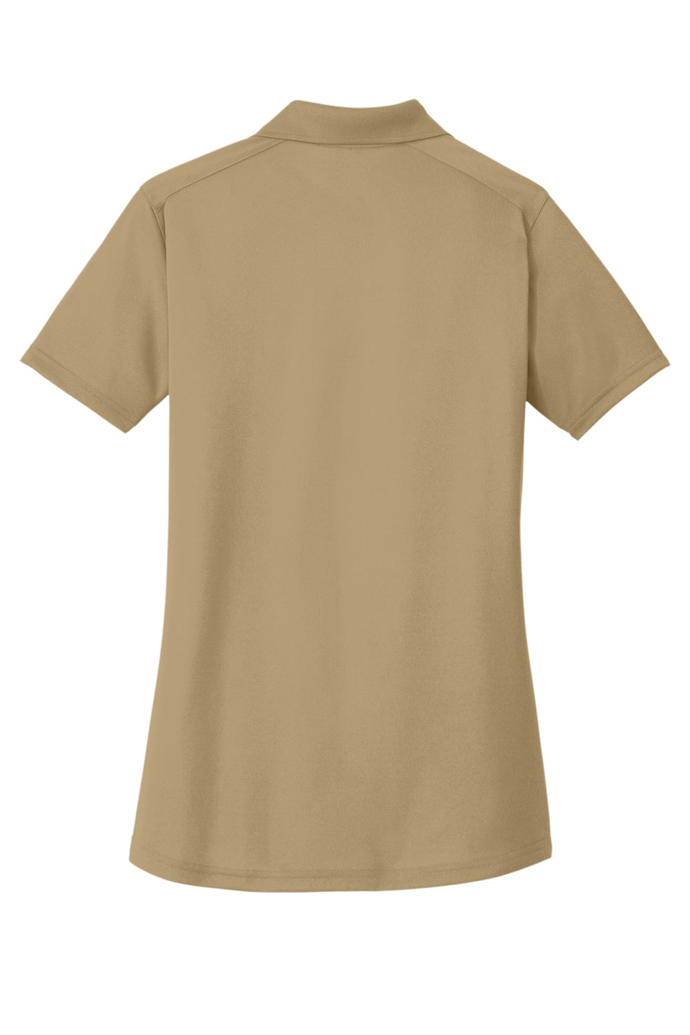 CornerStone CS419 Womens Select Moisture Wicking Short Sleeve Polo Shirt Tan Flat Back