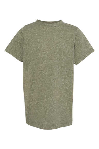 LAT 6191 Youth Harborside Melange Short Sleeve Crewneck T-Shirt Military Green Flat Front