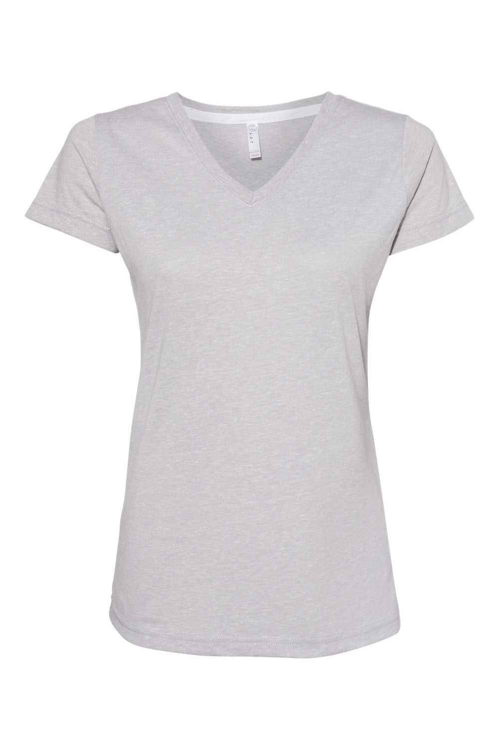 LAT 3591 Womens Harborside Melange Short Sleeve V-Neck T-Shirt Grey Flat Front