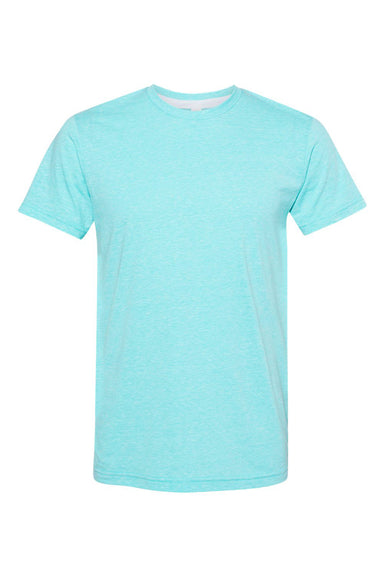 LAT 6991 Mens Harborside Melange Short Sleeve Crewneck T-Shirt Caribbean Blue Flat Front