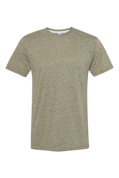 LAT 6991 Mens Harborside Melange Short Sleeve Crewneck T-Shirt Military Green Flat Front