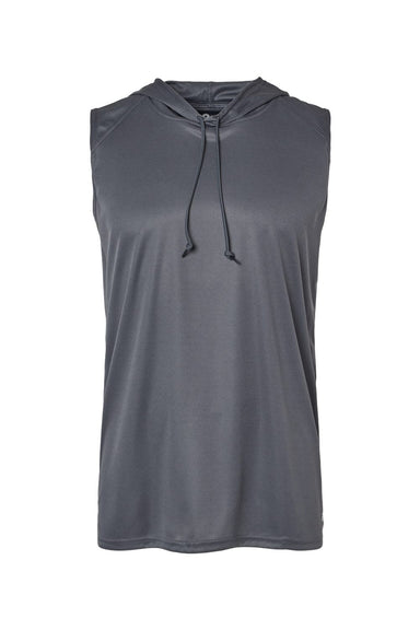 Badger 4108 Mens B-Core Moisture Wicking Hooded Tank Top Hoodie Graphite Grey Flat Front