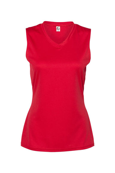 C2 Sport 5663 Womens Moisture Wicking V-Neck Tank Top Red Flat Front