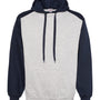 Badger Mens Athletic Fleece Hooded Sweatshirt Hoodie - Oxford Grey/Navy Blue - NEW